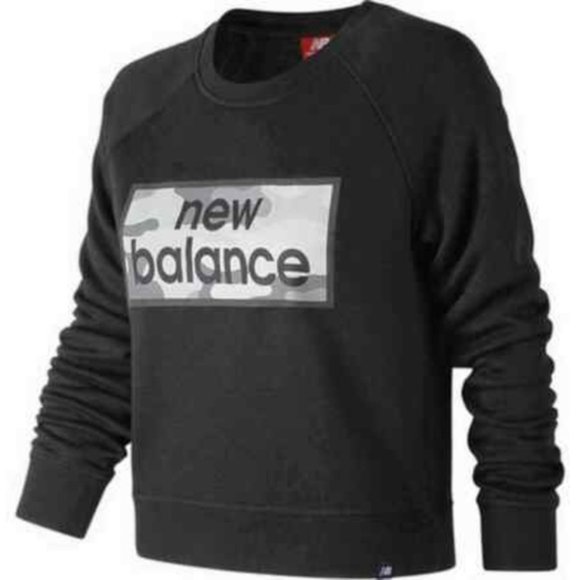 New Balance Tops - New Balance Black Essentials Linear Crew